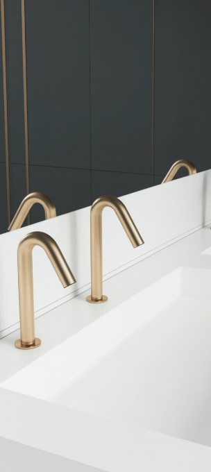 Commercial touchless faucets in service